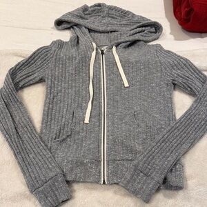 Abercrombie & Fitch Heather Gray Ribbed Hoodie
